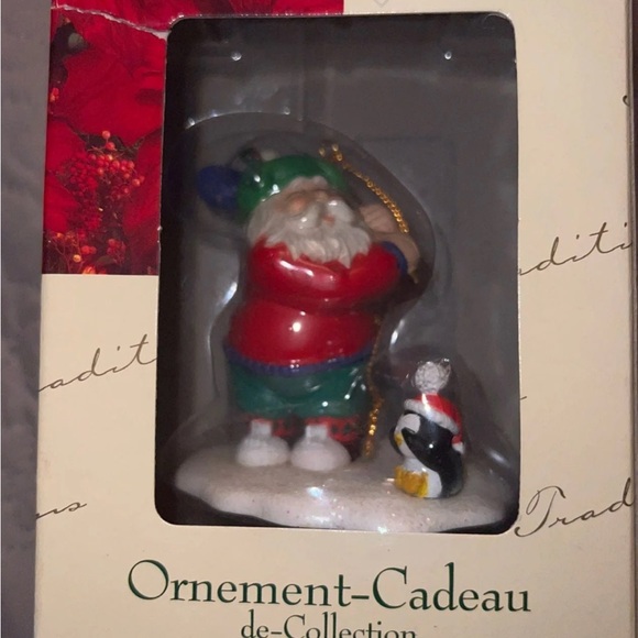 Traditions Santa playing golf and penguin Collectable Ornament - Picture 2 of 3